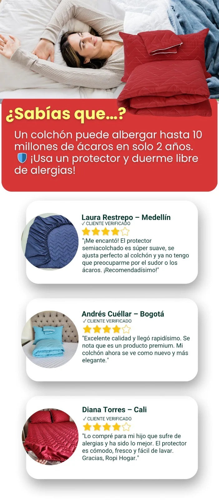 PROTECTOR DE COLCHON TERMOSELLADO Tecnología anti-ácaros e hipoalergénica